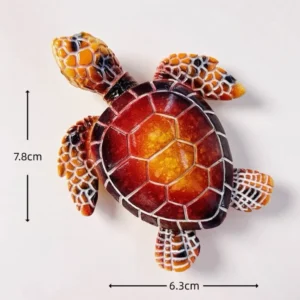 Custom amber red sea turtle hand-painted polyresin fridge magnet wholesale