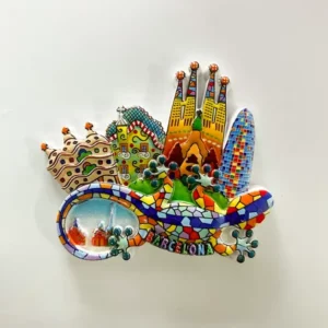 Custom Barcelona Gaudi mosaic lizard polyresin fridge magnet wholesale