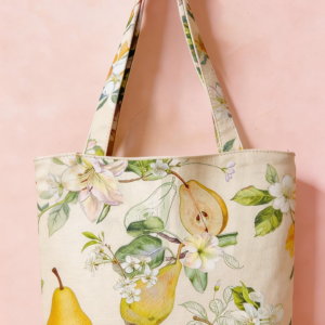 Custom canvas tote bag with pear fruit design