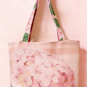 Custom canvas tote bag with pink floral design