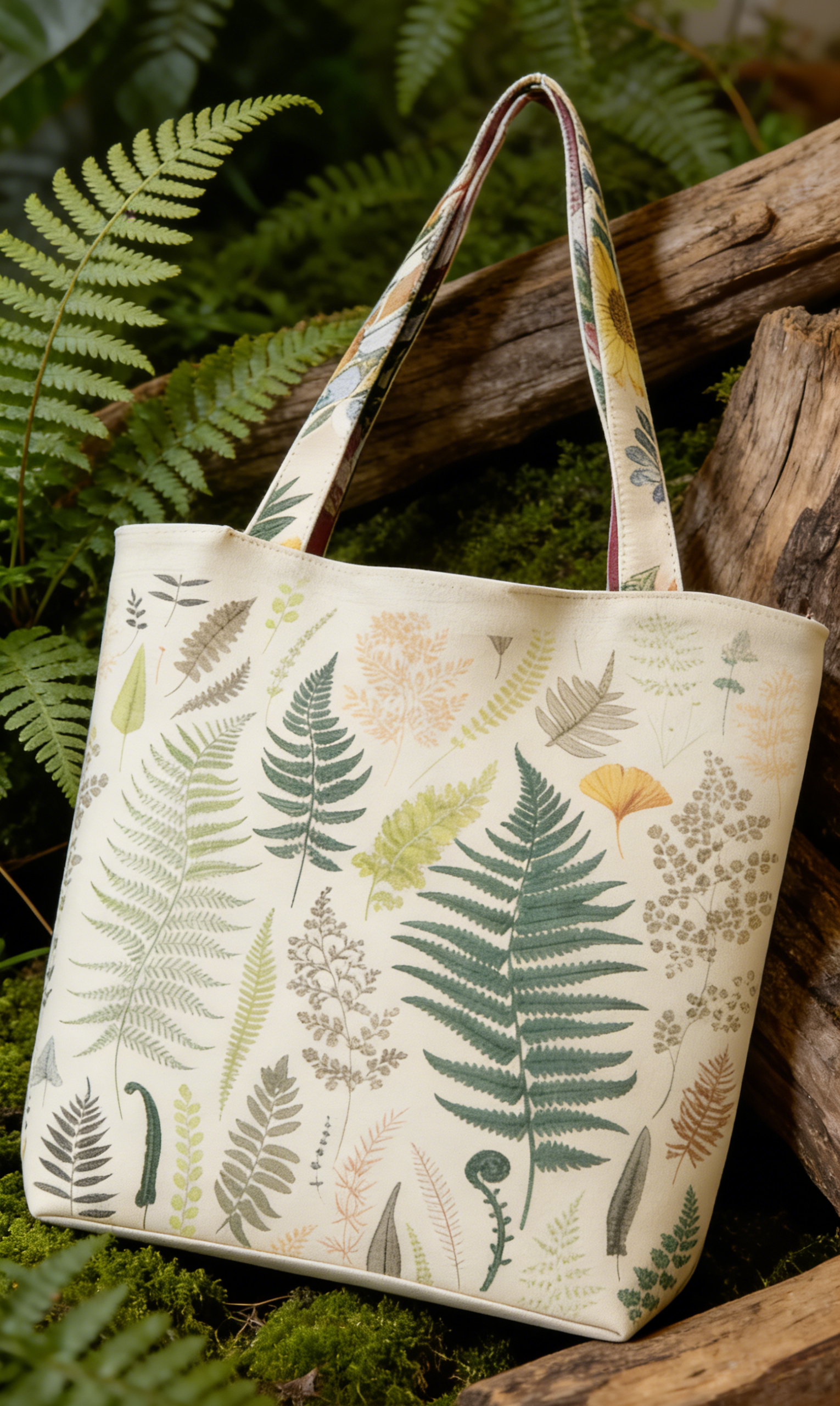 Custom Fern Leaf Canvas Tote Bag Custom canvas tote bag with fern leaf design