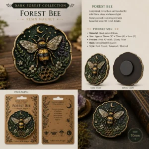Custom Dark Forest collectible series forest bee epoxy resin magnet wholesale