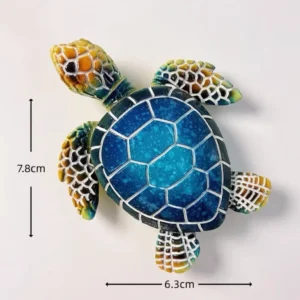 Custom deep blue sea turtle hand-painted polyresin fridge magnet wholesale