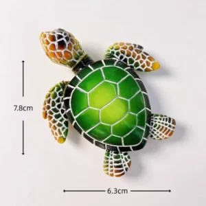 Custom emerald green sea turtle hand-painted polyresin fridge magnet wholesale