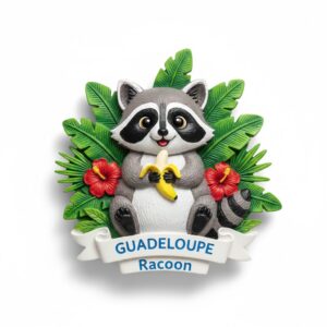 Custom Guadeloupe raccoon polyresin fridge magnet wholesale