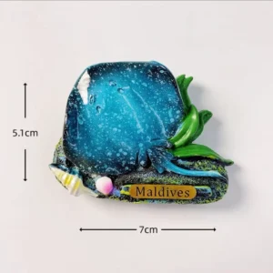 Custom Maldives blue stingray hand-painted polyresin fridge magnet wholesale