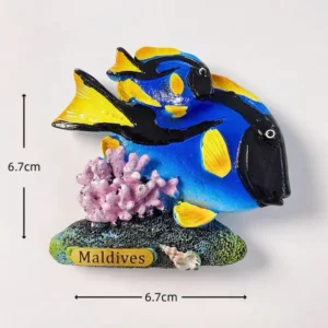 Custom Maldives blue tang fish hand-painted polyresin fridge magnet wholesale
