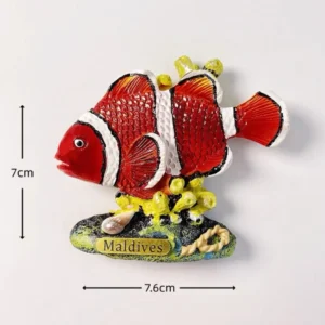 Custom Maldives clownfish hand-painted polyresin fridge magnet wholesale