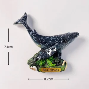 Custom Maldives humpback whale hand-painted polyresin fridge magnet wholesale