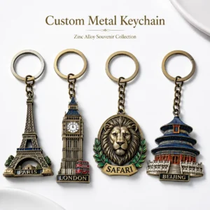 Custom metal keychain zinc alloy souvenir collection featuring landmark and cultural designs CZ-MET-006