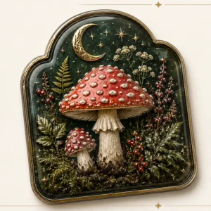 Custom Dark Forest mystical mushroom and moon epoxy resin collector magnet wholesale