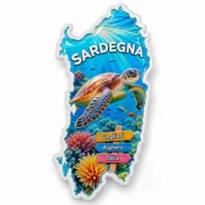 Custom Italian Sardegna map sea turtle epoxy resin polyresin fridge magnet wholesale