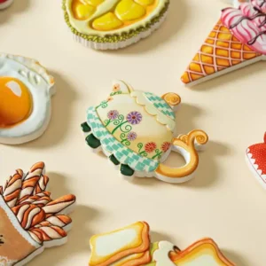 Custom vintage floral teapot shape polyresin fridge magnet wholesale
