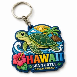 Custom sea turtle soft PVC souvenir keychain with ocean inspired design