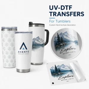 UV-DTF tumbler transfers with tumbler application examples