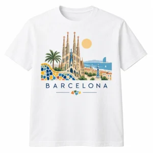 Custom Barcelona souvenir T-shirt with Sagrada Familia design